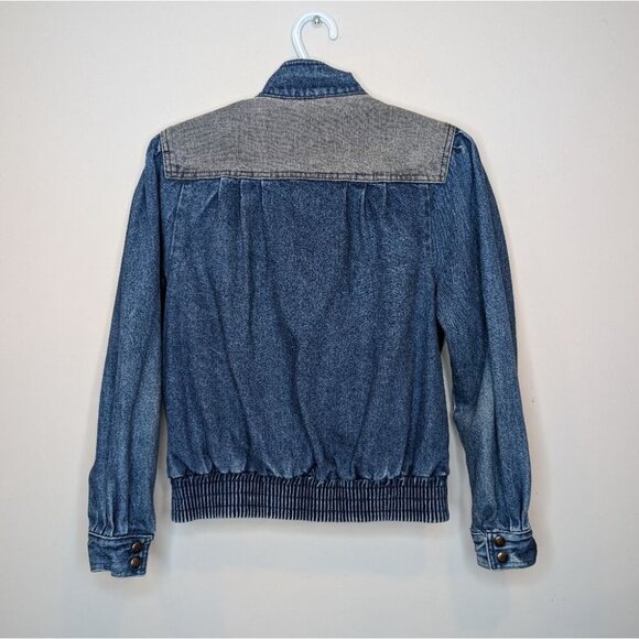 Vintage WBRK-FM Denim Button Down Pleated Patchwork 100% Cotton Jacket Women's S - Picture 2 of 9
